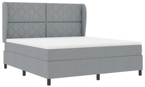 Boxspring Ágy Matraccal - Világosszürke, 180x200 cm, Anyag