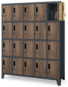 Rekeszes szekrény ROBERT, 1360 x 1720 x 450 mm, Eco Design: antracit/ diófa színben