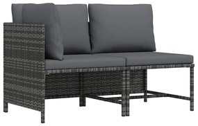 vidaXL 2 részes szürke polyrattan kerti kanapészett párnákkal