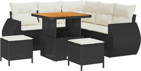 vidaXL Kerti Kanapé Szett 8 pcs Fekete polirattan