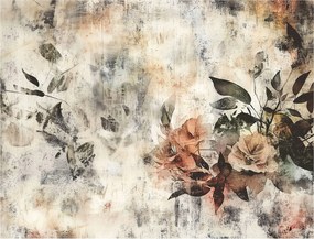 Fotótapéta Virágok Vintage Beton Bézs Hálószoba Nappali Tapéta 300x210