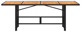 fekete polyrattan kerti asztal akácfa lappal 190 x 80 x 75 cm