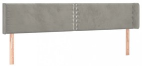 világosszürke bársony LED-es fejtámla 163 x 16 x 78/88 cm