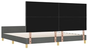 Ágykeret fejtámlával Sötétszürke 200 x 200 cm szövet