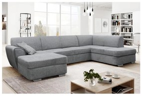 SERPA U-alakú, kihúzható, jobb oldali sarokgarnitúra tárolóval, szürke