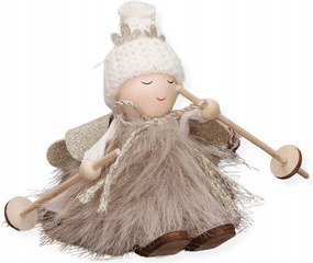 Karácsonyi angyalka síeléshez bézs ruhában 7x12x11 cm