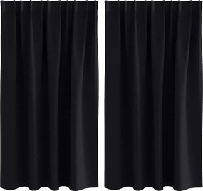 vidaXL Fekete Függöny Gyűrűkkel 2 pcs Fekete 140 x 140 cm Poliészter