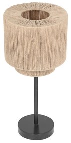 Japandi asztali lámpa fekete barna kötéllel - Smilla