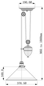 Elstead PV-P-AGB - Csillár zsinóron PROVENCE 1xE27/100W/230V sárgaréz