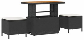 vidaXL Kert étkező szett Fekete polirattan