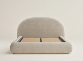 Bézs kárpitozott ágyneműtartós franciaágy ágyráccsal 160x200 cm Maumere – Maison de Rêve