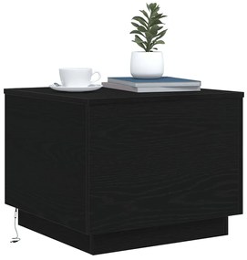 Fekete tölgyszínű dohányzóasztal LED-lámpákkal 50 x 50 x 40 cm