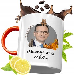 Narancssárga Bögre Mateusz Morawiecki Ajándék fényképes nyomtatással