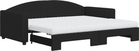 vidaXL fekete kihúzható szövet heverő matracokkal 90 x 190 cm