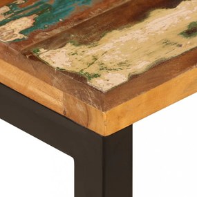 tömör újrahasznosított fa és acél dohányzóasztal 100x50x35 cm