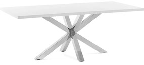 Arya fehér étkezőasztal rozsdamentes acél lábakkal, 160 x 100 cm - Kave Home