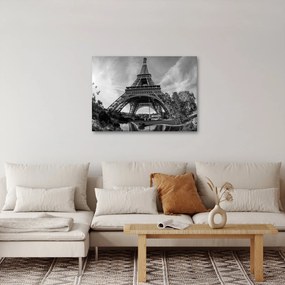 Kép - Eiffel-torony, fekete-fehér (70x50 cm)