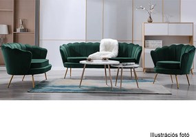 Pad Art-deco stílusban, smaragd Velvet anyag/gold króm-arany, NOBLIN