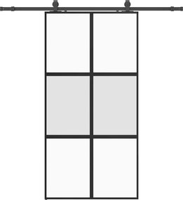 vidaXL fekete edzett üveg tolóajtó fémszerelék szettel 102,5x205 cm