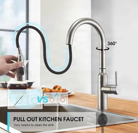 Konyhai csaptelep ELITE EDITION BKS1299 érintésvezérléssel és kihúzható zuhanyfejjel, fekete, ezüst vagy ezüst-fekete — Nikkel