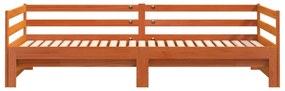 viaszbarna tömör fenyőfa kihúzható kanapéágy 80 x 200 cm