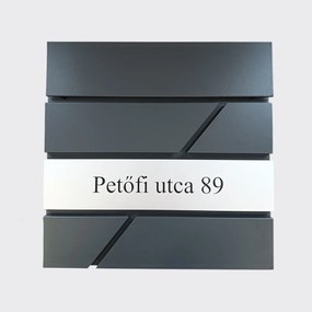 Fém postaláda, gravírozott felirattal, antracit "10"