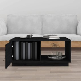 Fekete tömör fenyőfa dohányzóasztal 80 x 50 x 35,5 cm