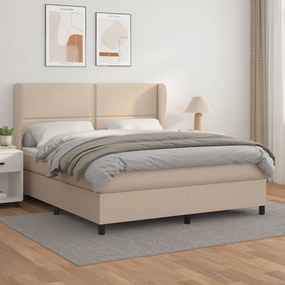 cappuccino színű műbőr rugós ágy matraccal 160 x 200 cm