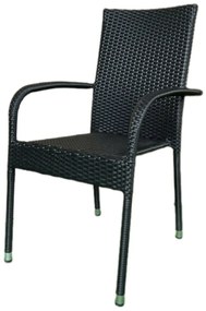 Autronic Kerti szék, fém, polirattan, fekete, AZC-S2113 BK