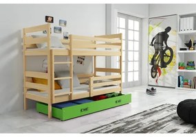 Gyerek emeletes ágy ERYK 200x90 cm Zöld Fenyő