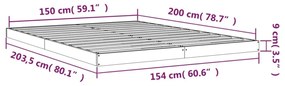 tömör fenyőfa ágykeret 150 x 200 cm King Size