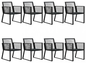 9 részes fekete PVC rattan kültéri étkezőgarnitúra