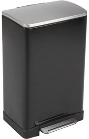 EKO  E-Cube szögletes pedálos szemetes, 40 l, fekete/matt rozsdamentes acél%