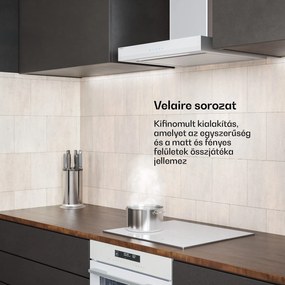 Klarstein Velaire páraelszívó, Elegáns, minimalista, nagy teljesítményű, A++ energiaosztály, 600 m³/h, 60 cm
