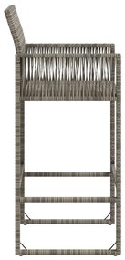 2 db szürke polyrattan kerti bárszék