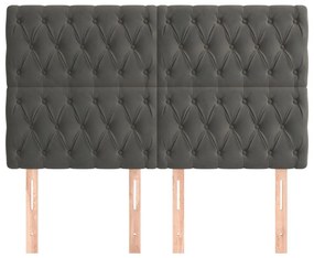 4 db sötétszürke bársony fejtámla 80x7x78/88 cm