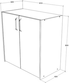 Malmo 2 ajtós komód, Fehér tölgy / Antracit, 81 x 42 x 80 cm