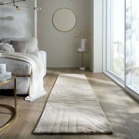 Krémszínű kézi szövésű gyapjú futószőnyeg 60x230 cm Mesmerise Natural – Flair Rugs