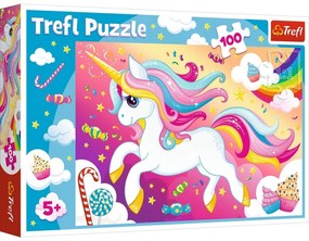 Gyermek puzzle - Pink unicorn - 100 db
