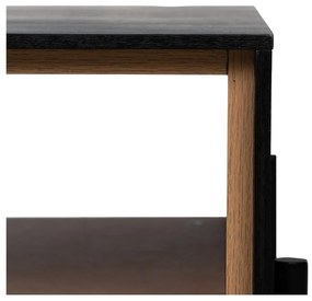 Fekete-natúr színű dohányzóasztal kőrisfa dekorral 60x124 cm Orleans – Ixia