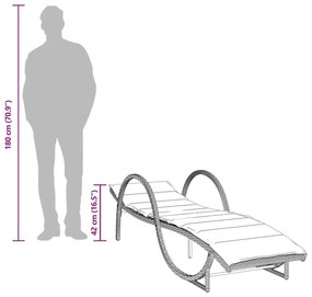 barna polyrattan napozóágy párnával 60 x 199 x 42 cm