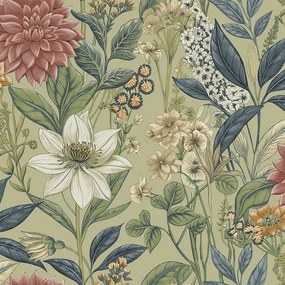 Holden Decor Wanderlust Clematis zöld virágos vlies tapéta – 92063