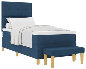Boxspring Ágy Matraccal és Pad Kék 90x190 cm Szövet