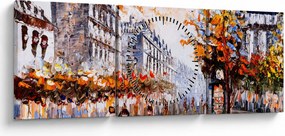 Kép - Városi élet (órával) (90x30 cm)