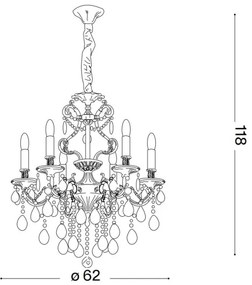 Ideal Lux - Kristály csillár láncon GIOCONDA 6xE14/40W/230V átm. 62 cm arany