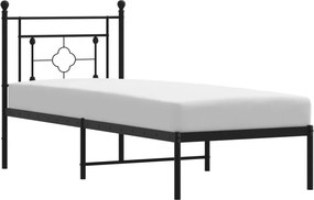 vidaXL fekete fém ágykeret fejtámlával 75 x 190 cm