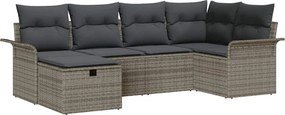 vidaXL Kerti Kanapé Szett párnával tárolóval 6 pcs Szürke polirattan