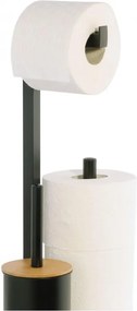 Erga Pap, WC-papír tartó WC kefével és adagolóval, fekete-barna, ERG-YKA-P.PAP-WC-BLK