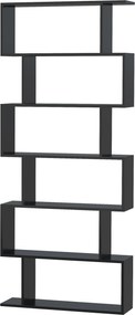 HOMCOM Modern Könyvespolc 6 Polccal Étkezőbe, Nappaliba, Tanulmányba 80x23x192 cm Fekete | Aosom