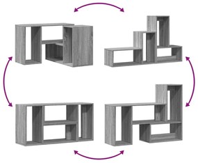 2 db szürke sonoma szerelt fa fali TV-szekrény 75 x 30 x 50 cm